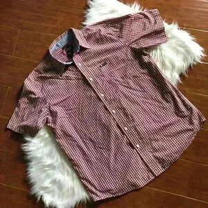 CHAPS button down mens shirt plaid red blue size l